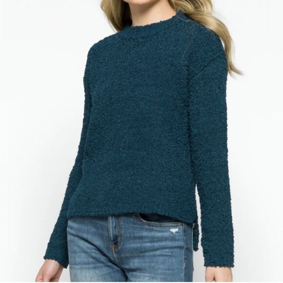 Bobeau Fannie Popcorn Sweater in Teal Green Size Medium Stitch Fix Nwt - Picture 1 of 5